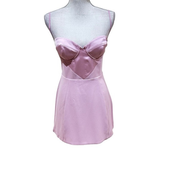 NWT Oh Polly Batch A soft Pink corset mini bodycon Dress criss cross back sz 10 - Picture 3 of 12